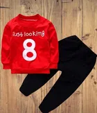 Hosriey Clothing Set for Kids (Red & Black, 12-18 Months)