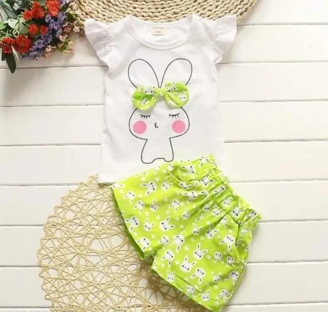 Hosiery Clothing Set for Girls (Green, 12-18 Months)