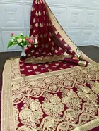 Silk Woven Design Saree for Women, Maroon 