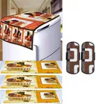 Knit Printed Fridge 3 Pcs Mat with 2 Pcs Handle & Top Cover 