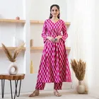 Rayon Block Print Anarkali Women's Kurta with Pant Set 