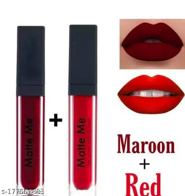 Matte Me Liquid Lipsticks (Red & Maroon, Pack of 2)