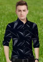 Lycra Printed Shirt For Men, Grey 