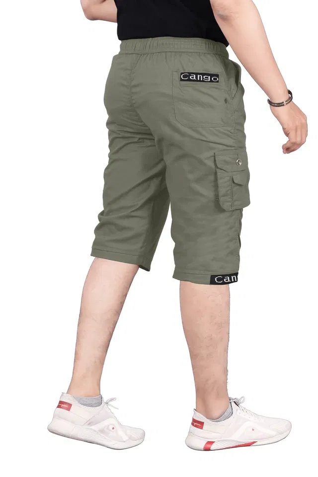 Cotton Solid Capri for Men (Olive, 34)