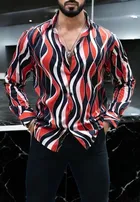 Cotton Full Sleeves Printed Shirt for Men (Multicolor, S)