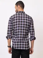 Cotton Blend Checkered Shirt for Men, Black 
