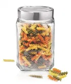 Afast Clear glass cubic jar with steel cap 500ml 