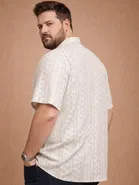 Cotton Blend Printed Shirt for Men, Off White 