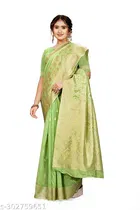 Linen Zari Woven Saree for Women 