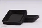 Plastic Plates for Kitchen, Black, Pack of 12