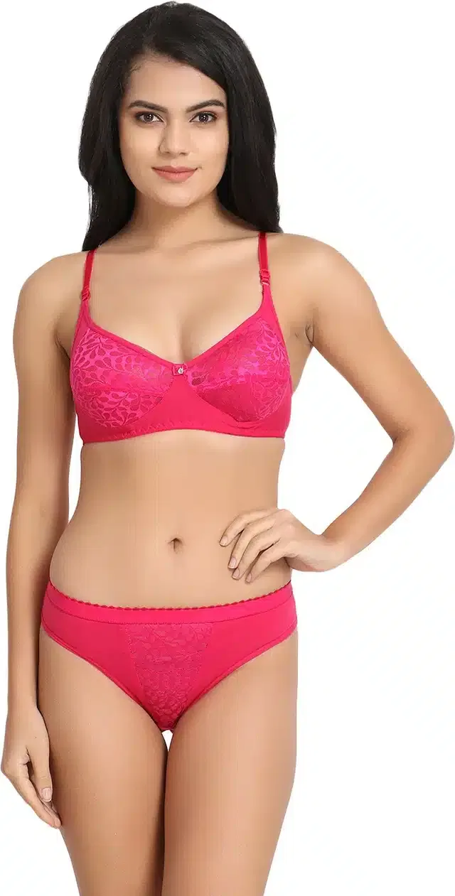 Hosiery Lingerie Set for Women (Pink, 36)