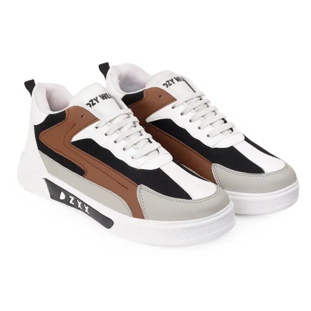 Sneekers  for Men (White & Tan, 7) (OS)