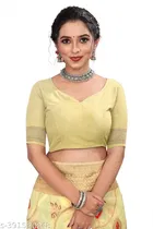 Cotton Linen Zari Woven Saree for Women 