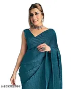 Crushed Satin Party Wear Saree for Women 