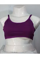 Cotton Solid Non-Padded Sports Bra for Women (Purple, 28)