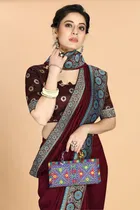 Vichitra Embroidery Saree for Women 