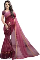 Polycotton Striped Saree for Women 