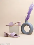 Shoetopia Purple Solid Heel Sandals 