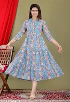 Rayon Printed Anarkali Kurti for Women 