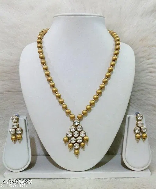 Women'S Alloy Gold Plated Jewellery Set, Golden