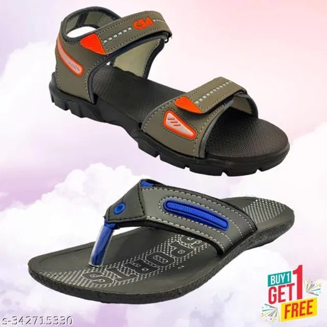 Sandal with Flipflop for Men (Multicolor, 7) (Pack of 2)
