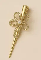 Elegant Gold-Tone Floral Hair Clip Set with Stones for women 