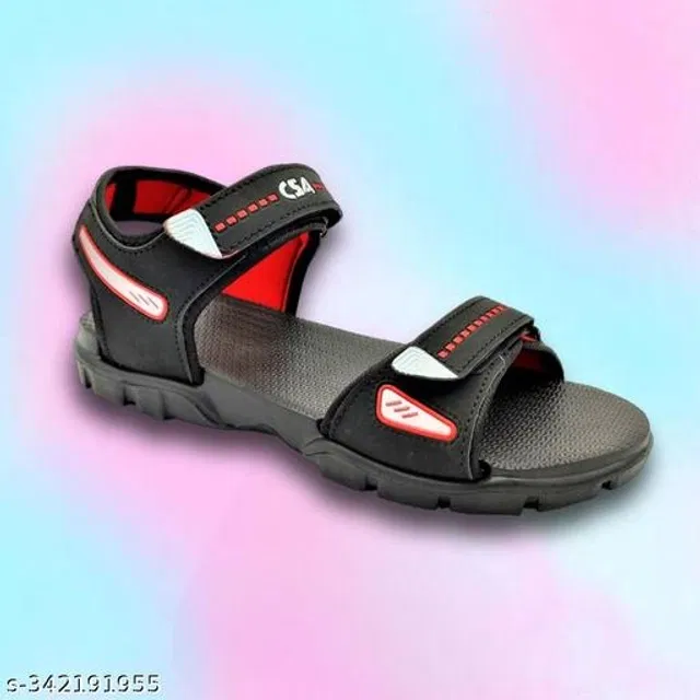 Sandals for Men (Grey & Red, 8)