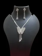 Alloy Butterfly Necklace Set for Women (Silver)