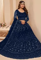 Net Embroidred Semi Stiched Lehenga Choli for Women 