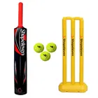 PVC Plastic Combo of Cricket Bat, Stamp with 3 Pcs Ball (Multicolor, Set of 1)