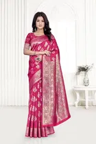 Jacquard Woven Design Saree for Women, Pink 