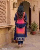 Print Embroidery Chinon Salwar Suit Set for Women 