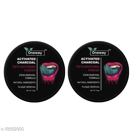 Oneway Happiness Activated Charcoal Teeth Whitening Powder, Pack of 2 (75 g)