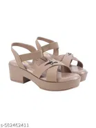 Shoetopia Beige Solid Heel Sandals 