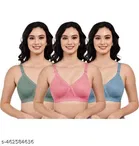 Cotton Blend Bra for Women, Multicolour, Pack of 3 