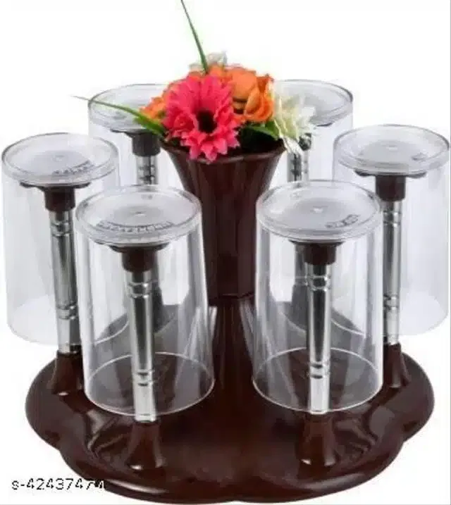 Glass and Spoon Holder for Kitchen (Brown)