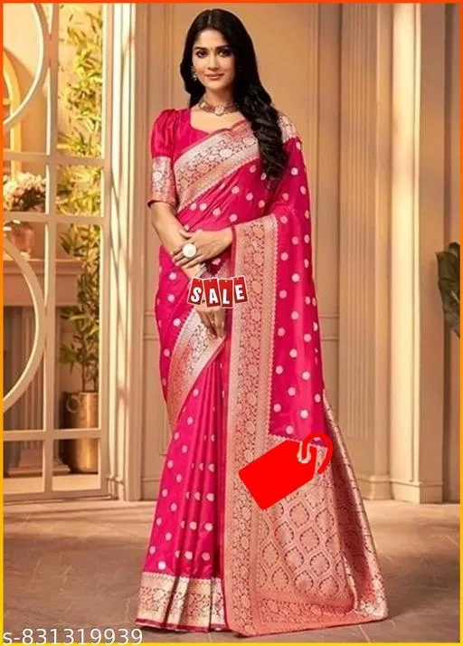 Kanjeevaram Zari Woven Saree for Women (Pink, Free Size)