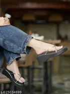 Shoetopia Black Solid Heel Sandals 
