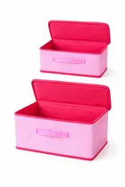 Craft Bazar Multipurpose Foldable Fabric Storage Box Pack of 2 with Lid and Handles for Clothes, Toys, Wardrobe, Shelf and Home Organization