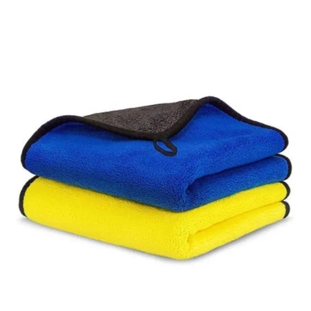 Neekshaa Microfiber Towel (Blue & Yellow, 40x40 cm, Pack of 2)
