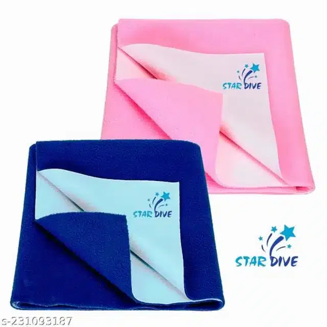 Cotton Mattress Protection Sheet (Baby Pink & Blue, 28x20 inches) (Pack of 2)