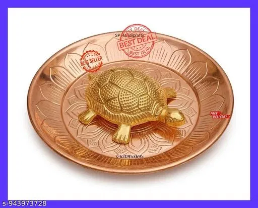 Tortoise with Plate (Metal, Gold)