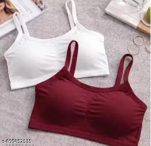 Short Bralette for Women, Pack of 2 (Maroon, 28A)