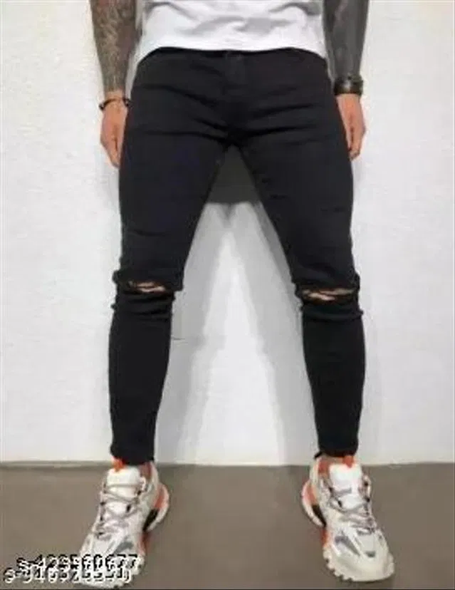Denim Slim Fit Jeans for Men (Black, 36)