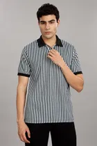 Cotton Blend Polo Neck T-Shirt for Men (Multicolor, M)