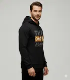 Fleece Printed Hoodie for Men, Dark Green 