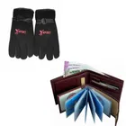 Fleece Winter Gloves with Wallet for Men 