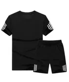 Stripes tracksuit for men (Black , XL)