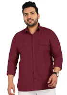 Full Sleeves Solid Oversized Shirt for Men (Maroon, 3XL)