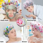 Shower Cap  for Women, Reusable Waterproof Elastic Eva Free-Size Bathroom Shower 3pcs Caps - For Homes, Spas, Salons, Hair Treatment, Beauty Parlors 